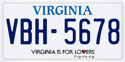 VA license plate VBH5678