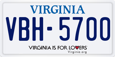 VA license plate VBH5700