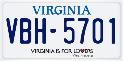 VA license plate VBH5701