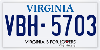 VA license plate VBH5703