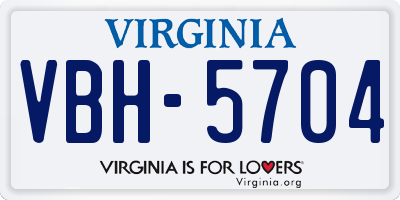VA license plate VBH5704