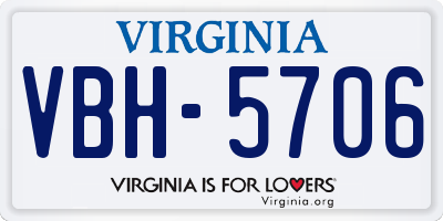 VA license plate VBH5706