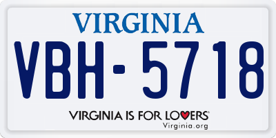 VA license plate VBH5718