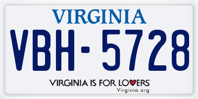VA license plate VBH5728