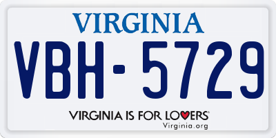 VA license plate VBH5729