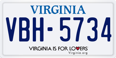 VA license plate VBH5734