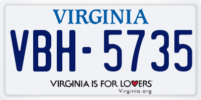 VA license plate VBH5735