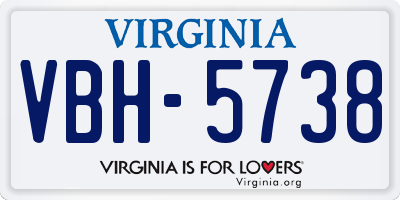 VA license plate VBH5738