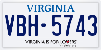 VA license plate VBH5743