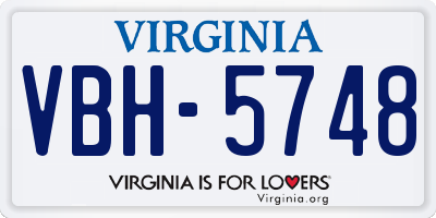 VA license plate VBH5748