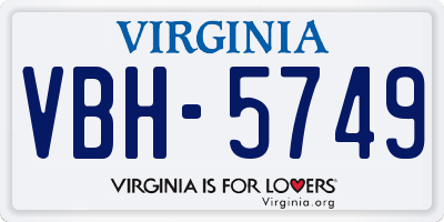 VA license plate VBH5749