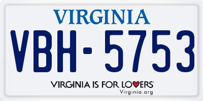 VA license plate VBH5753