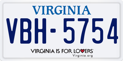 VA license plate VBH5754
