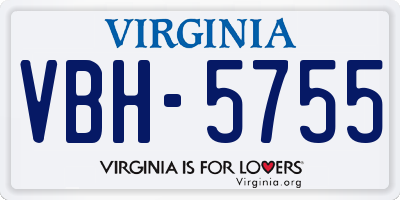 VA license plate VBH5755