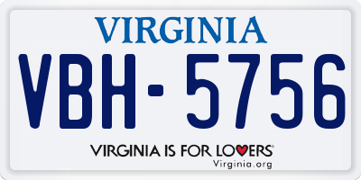 VA license plate VBH5756