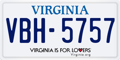VA license plate VBH5757