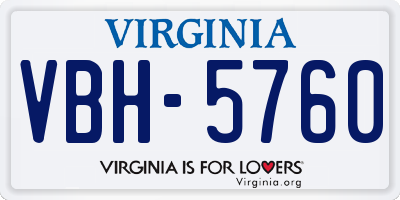 VA license plate VBH5760