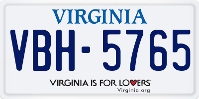 VA license plate VBH5765