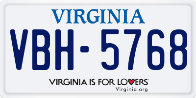 VA license plate VBH5768