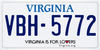 VA license plate VBH5772