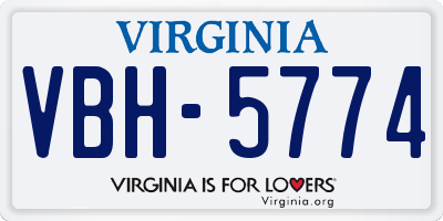 VA license plate VBH5774