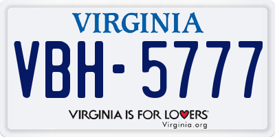 VA license plate VBH5777