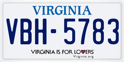 VA license plate VBH5783