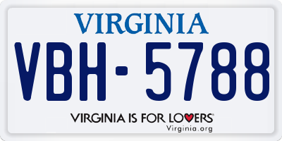 VA license plate VBH5788