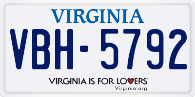 VA license plate VBH5792