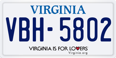 VA license plate VBH5802