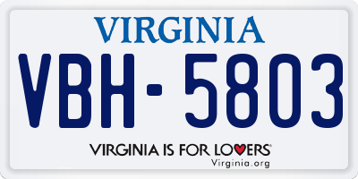 VA license plate VBH5803