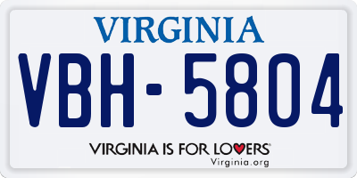 VA license plate VBH5804