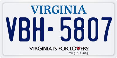 VA license plate VBH5807