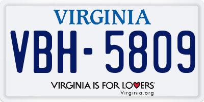 VA license plate VBH5809