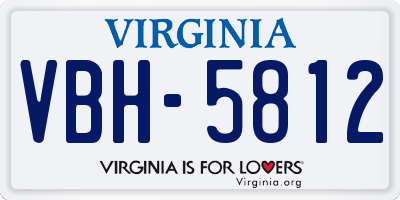 VA license plate VBH5812
