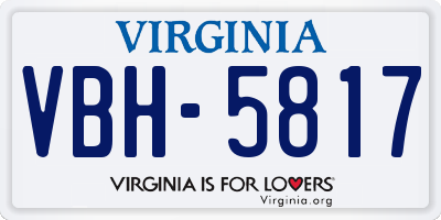 VA license plate VBH5817
