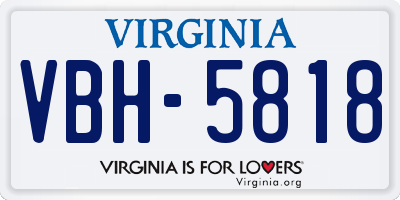 VA license plate VBH5818