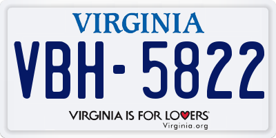 VA license plate VBH5822