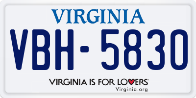 VA license plate VBH5830