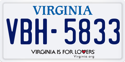 VA license plate VBH5833
