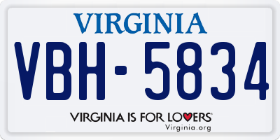 VA license plate VBH5834