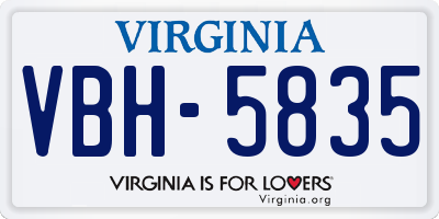 VA license plate VBH5835