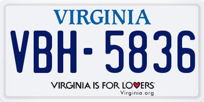 VA license plate VBH5836