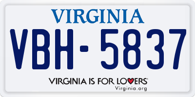 VA license plate VBH5837