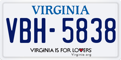 VA license plate VBH5838