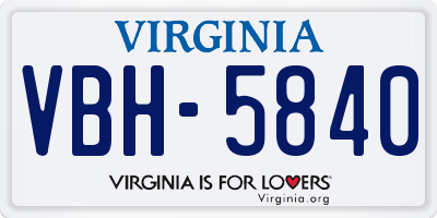 VA license plate VBH5840