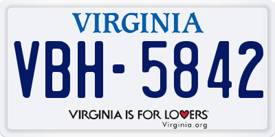 VA license plate VBH5842