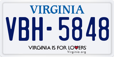 VA license plate VBH5848
