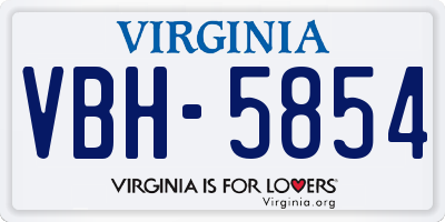 VA license plate VBH5854