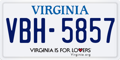 VA license plate VBH5857